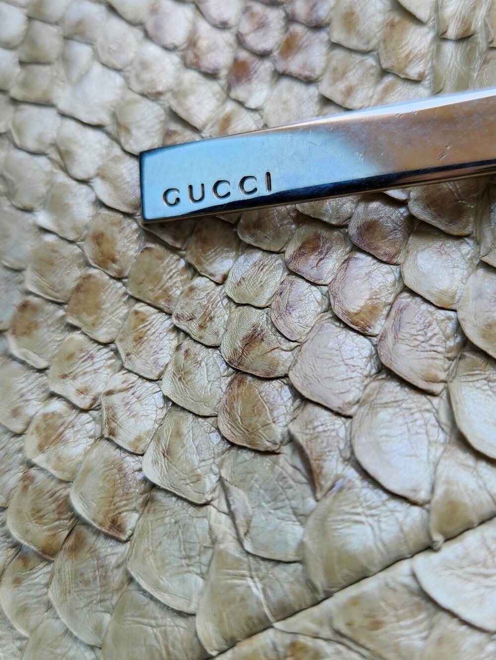 Authentic Gucci Snakeskin Drawstring Shoulder Bag - Picture 3 of 14
